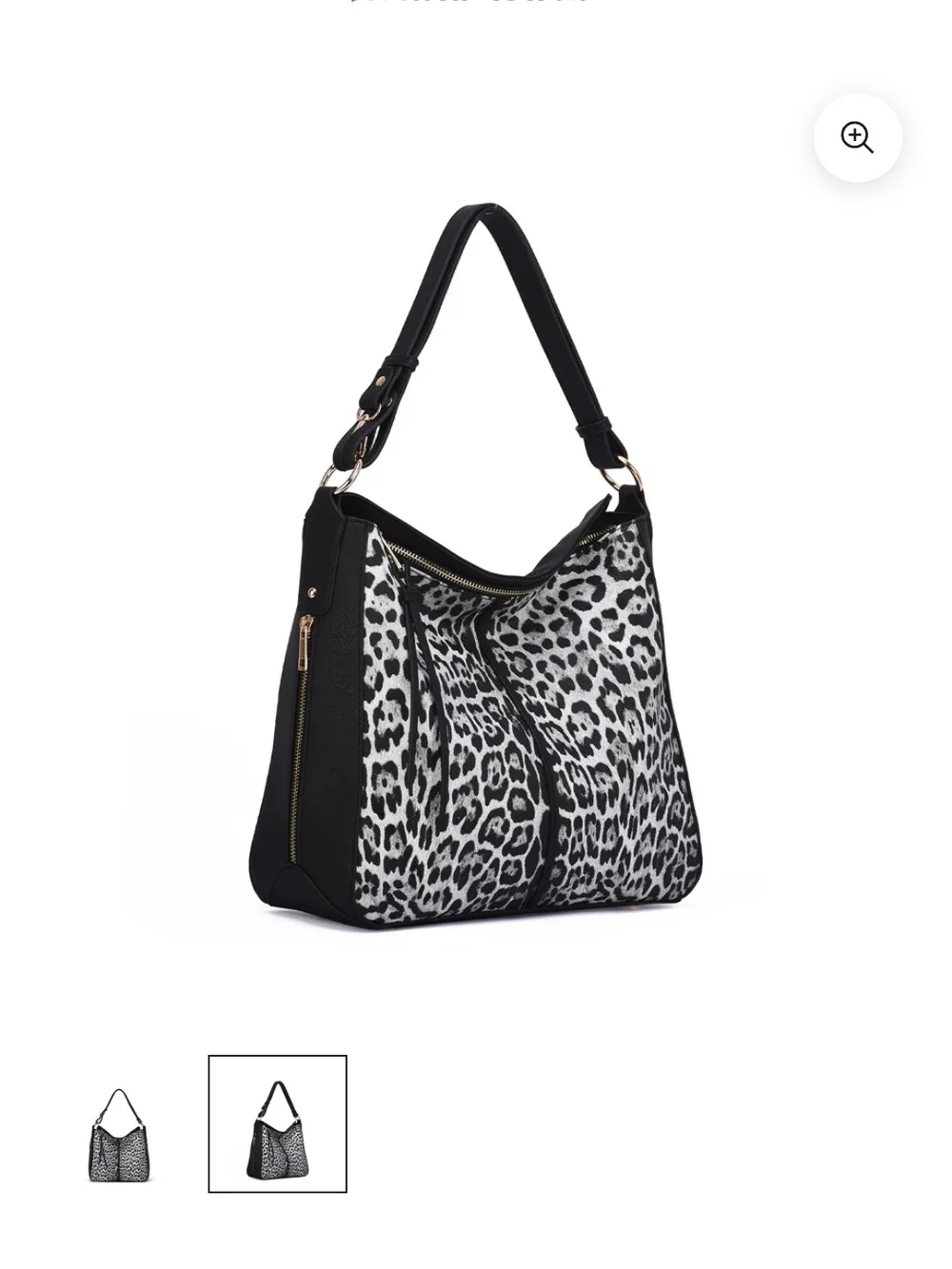 NWOT Maya Leopard Print Black & White Hobo Bag